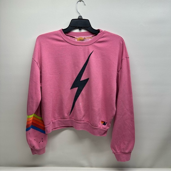 AVIATOR NATION Sweatshirt Pink Lightning Bolt Sweatshirt !sold as is! - Picture 1 of 10